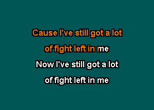 Cause I've still got a lot

offlght left in me

Now I've still got a lot

of fight left in me