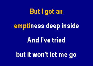 But I got an
emptiness deep inside

And We tried

but it wonT let me go