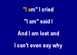 I am I cried
I am said I

And I am lost and

I can't even say why