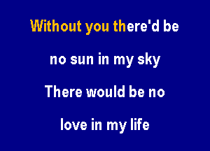 Without you there'd be
no sun in my sky

There would be no

love in my life