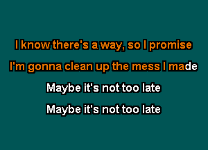 I know there's a way, so I promise

I'm gonna clean up the mess I made

Maybe it's not too late

Maybe it's not too late