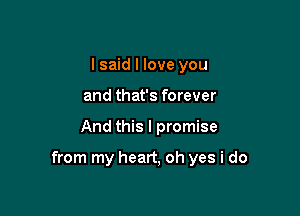 I said I love you
and that's forever

And this I promise

from my heart, oh yes i do