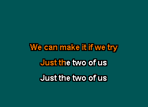 We can make it ifwe try

Just the two of us
Just the two of us