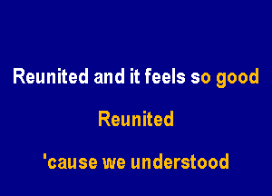 Reunited and it feels so good

Reunited

'cause we understood