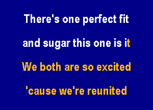 There's one perfect fit

and sugar this one is it
We both are so excited

'cause we're reunited