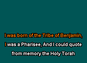 l was born ofthe Tribe of Benjamin,

Iwas a Pharisee. And I could quote

from memory the Holy Torah