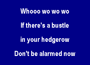 Whooo wo wo wo

If there's a bustle

in your hedgerow

Don't be alarmed now