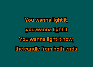 You wanna light it,

you wanna light it

You wanna light it now,

the candle from both ends
