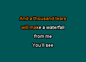 And a thousand tears

will make a waterfall
from me

Yowll see