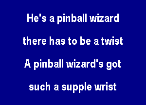 He's a pinball wizard

there has to be a twist

A pinball Wizard's got

such a supple wrist