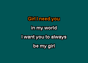 Girl I need you

in my world

I want you to always

be my girl