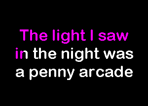 The lightl saw

in the night was
a penny arcade