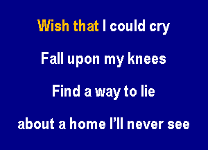 Wish that I could cry

Fall upon my knees

Find a way to lie

about a home Pll never see