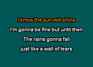 I know the sun will shine

I'm gonna be fine but until then

The rains gonna fall

just like a wall of tears