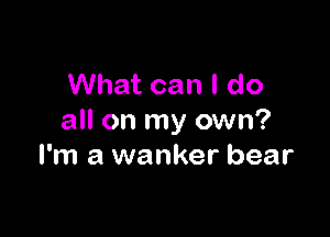 What can I do

all on my own?
I'm a wanker bear