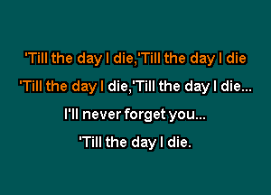 'Till the dayl die,'Till the day I die
'Till the day I die,'Till the day I die...

I'll never forget you...
'Till the day I die.