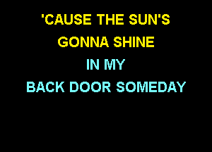'CAUSE THE SUN'S
GONNA SHINE
IN MY

BACK DOOR SOMEDAY
