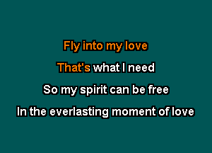 Fly into my love

That's whatl need
80 my spirit can be free

In the everlasting moment of love