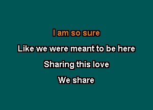 I am so sure

Like we were meant to be here

Sharing this love

We share