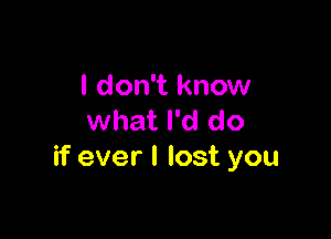 I don't know

what I'd do
if ever I lost you