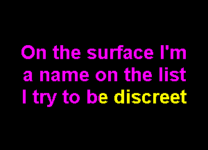 0n the surface I'm

a name on the list
I try to be discreet