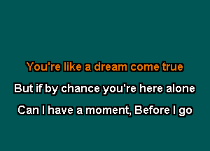 You're like a dream come true

But if by chance you're here alone

Can I have a moment, Before I go