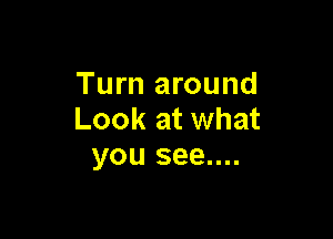 Turn around
Look at what

you see....