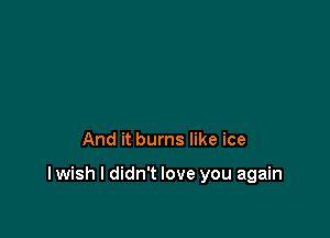 And it burns like ice

I wish I didn't love you again