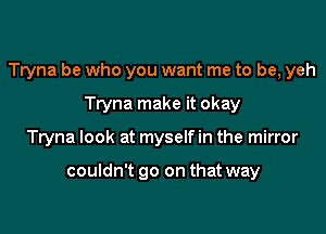 Tryna be who you want me to be, yeh
Tryna make it okay

Tryna look at myself in the mirror

couldn't go on that way