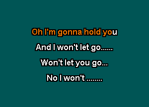 Oh I'm gonna hold you

And lwon't let go ......
Won't let you go...

No lwon't ........