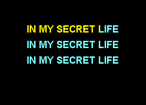 IN MY SECRET LIFE
IN MY SECRET LIFE

IN MY SECRET LIFE