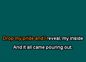 Drop my pride and I reveal, my inside

And it all came pouring out.