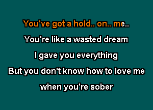 You've got a hold.. on.. me..
You're like a wasted dream

lgave you everything

But you don't know how to love me

when you're sober