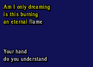 Am I only dreaming
is this burning
an eternal flame

Your hand
do you understand