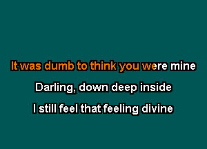 It was dumb to think you were mine

Darling, down deep inside

I still feel that feeling divine