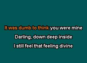 It was dumb to think you were mine

Darling, down deep inside

I still feel that feeling divine