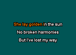 She lay golden in the sun

No broken harmonies

But I've lost my way
