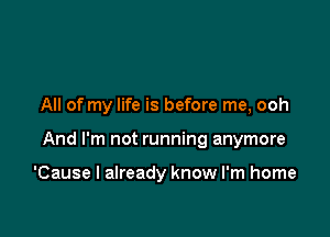 All of my life is before me, ooh

And I'm not running anymore

'Cause I already know I'm home