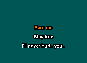 Earn me

Stay true

I'll never hurt. you..