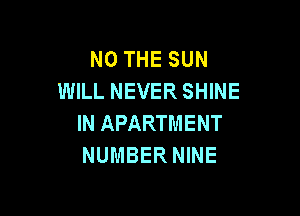 N0 THE SUN
WILL NEVER SHINE

IN APARTMENT
NUMBER NINE