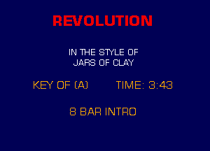 IN THE SWLE OF
JARS 0F CLAY

KEY OF (A) TIME 343

8 BAR INTRO