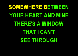 SOMEWHERE BETWEEN
YOUR HEART AND MINE
THERE'S A WINDOW
THAT I CAN'T
SEE THROUGH