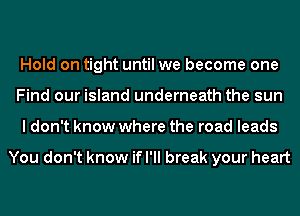 Hold on tight until we become one
Find our island underneath the sun
I don't know where the road leads

You don't know if I'll break your heart