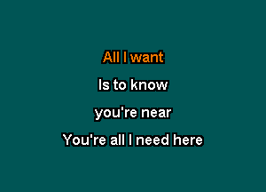 All I want

Is to know

you're near

You're all I need here