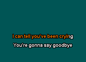 I can tell you've been crying

You're gonna say goodbye