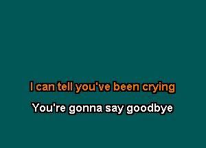 I can tell you've been crying

You're gonna say goodbye