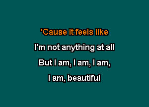 'Cause it feels like

I'm not anything at all

But I am, I am, I am,

I am, beautiful