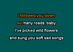 I followed you down
so many roads, baby

I've picked wild flowers

and sung you soft sad songs