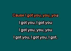 Cause I got you, you, you
lgot you, I got you

I got you, you, you

I got you. I got you, I got.