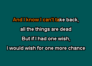 And I knowl can't take back,

all the things are dead
But ifl had one wish,

I would wish for one more chance